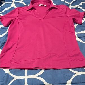 Lady Hagen Fuchsia Short Sleeve Polo